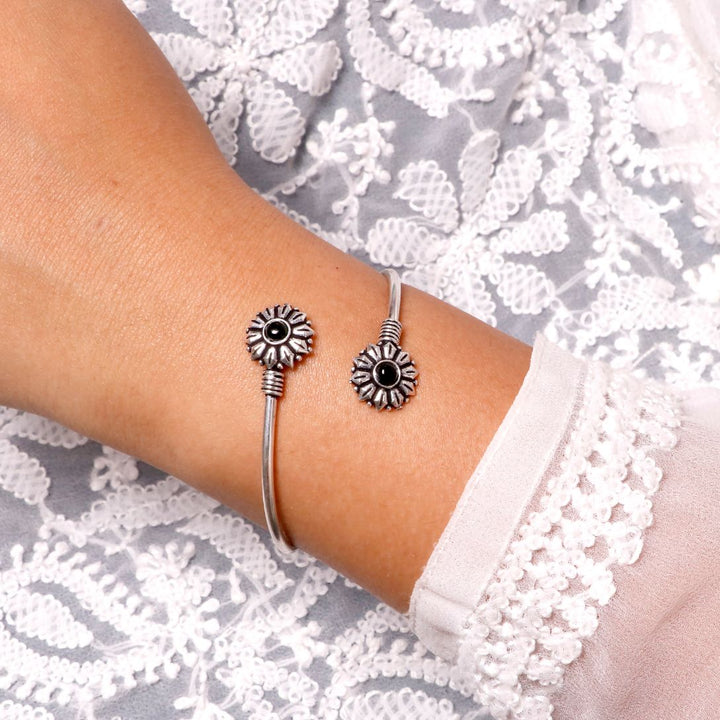Aparna Black Circular Silver Oxidized Bracelet - Joker & Witch