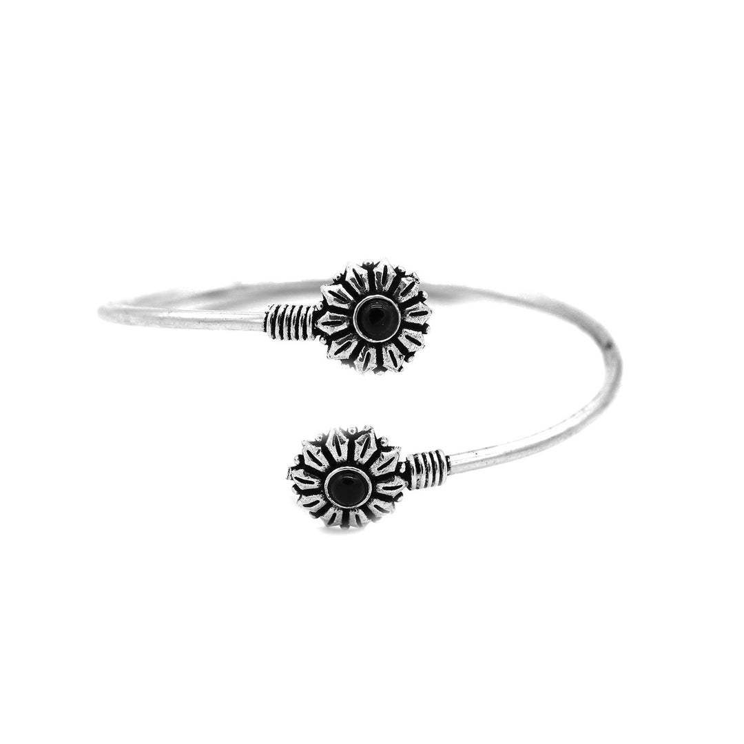 Aparna Black Circular Silver Oxidized Bracelet - Joker & Witch