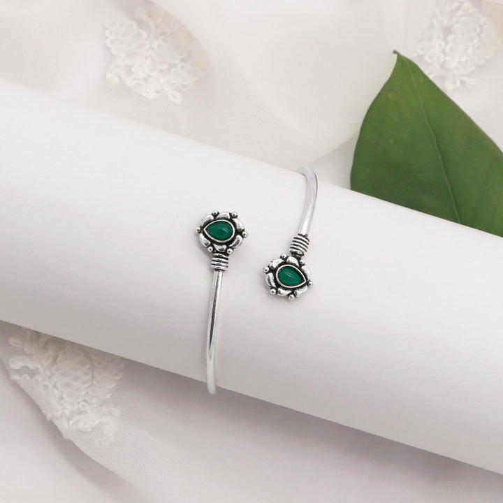 Aparna Green Leaf Silver Oxidized Bracelet - Joker & Witch