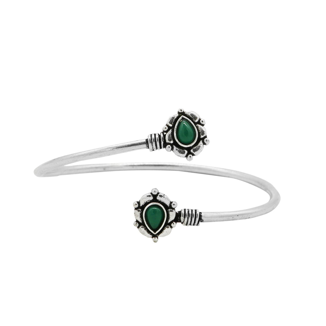 Aparna Green Leaf Silver Oxidized Bracelet - Joker & Witch