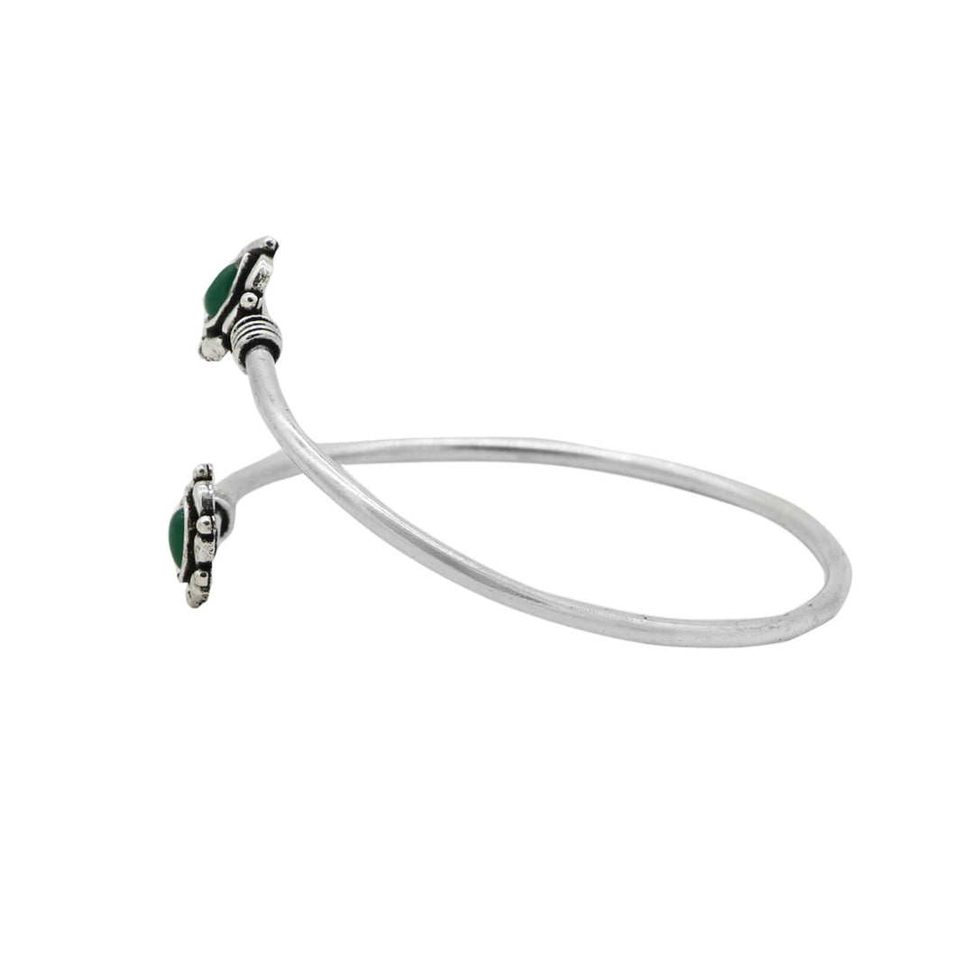 Aparna Green Leaf Silver Oxidized Bracelet - Joker & Witch