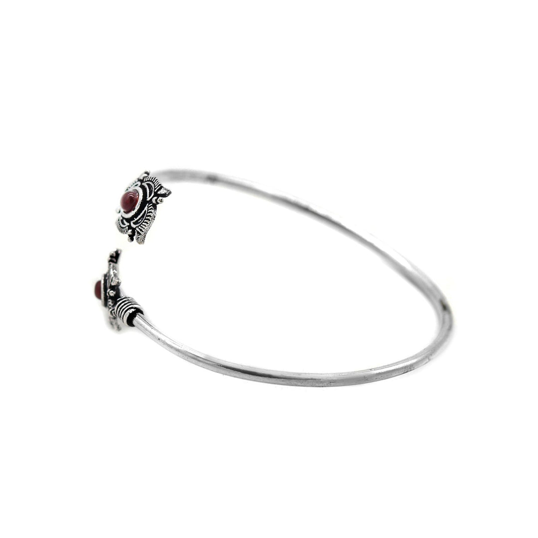 Aparna Red Flower Silver Oxidized Bracelet - Joker & Witch