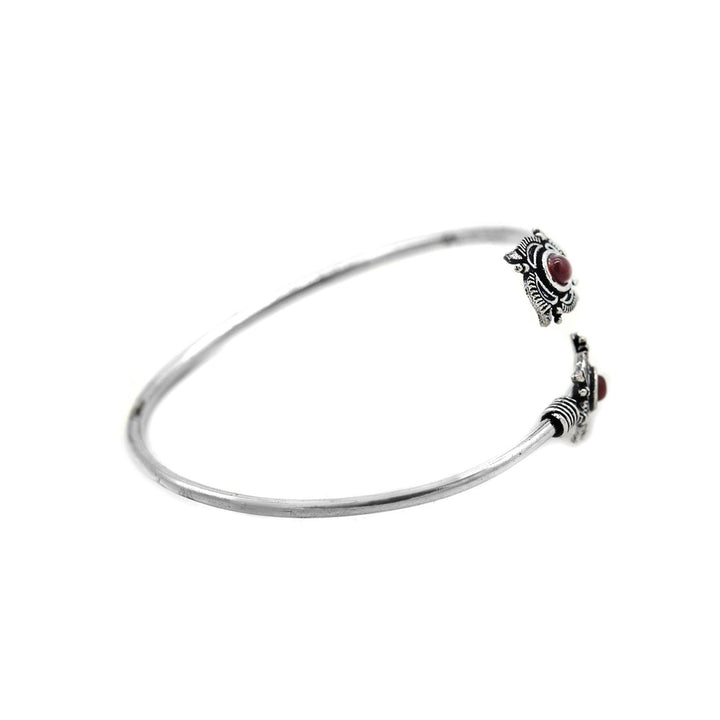 Aparna Red Flower Silver Oxidized Bracelet - Joker & Witch
