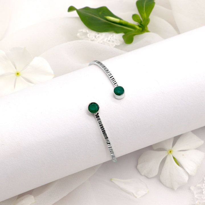 Bhamini Dark Green Silver Oxidized Bracelet - Joker & Witch
