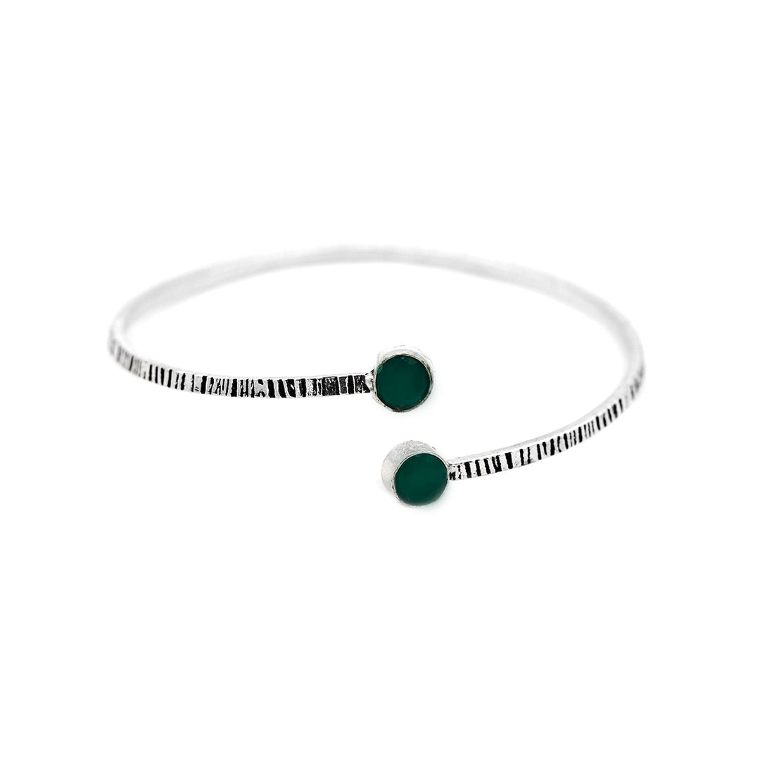 Bhamini Dark Green Silver Oxidized Bracelet - Joker & Witch