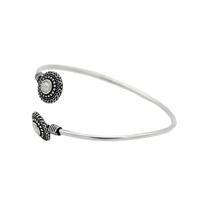 Aparna White Circular Silver Oxidized Bracelet - Joker & Witch
