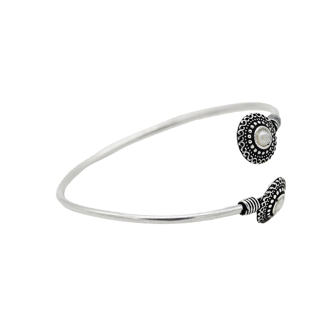 Aparna White Circular Silver Oxidized Bracelet - Joker & Witch