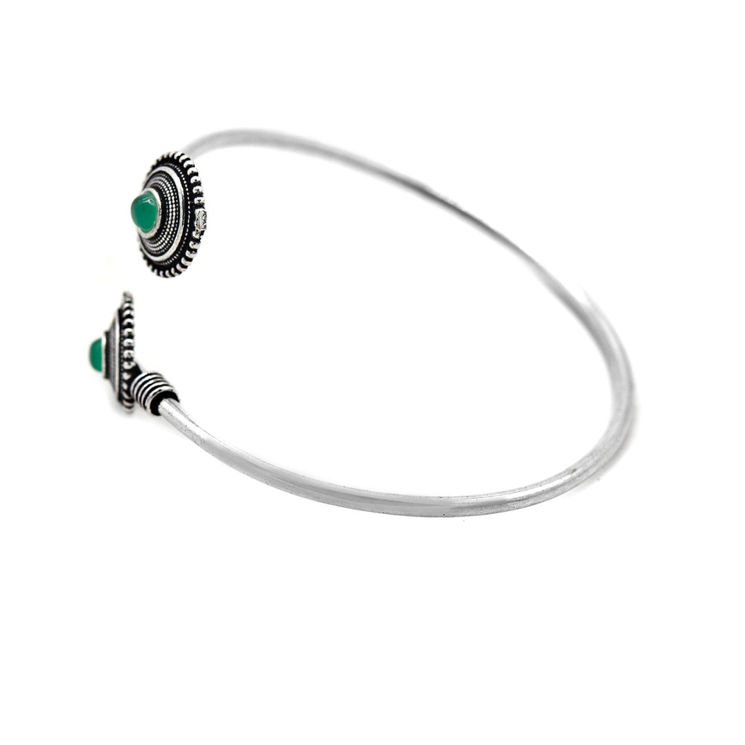 Aparna Green Circular Silver Oxidized Bracelet - Joker & Witch