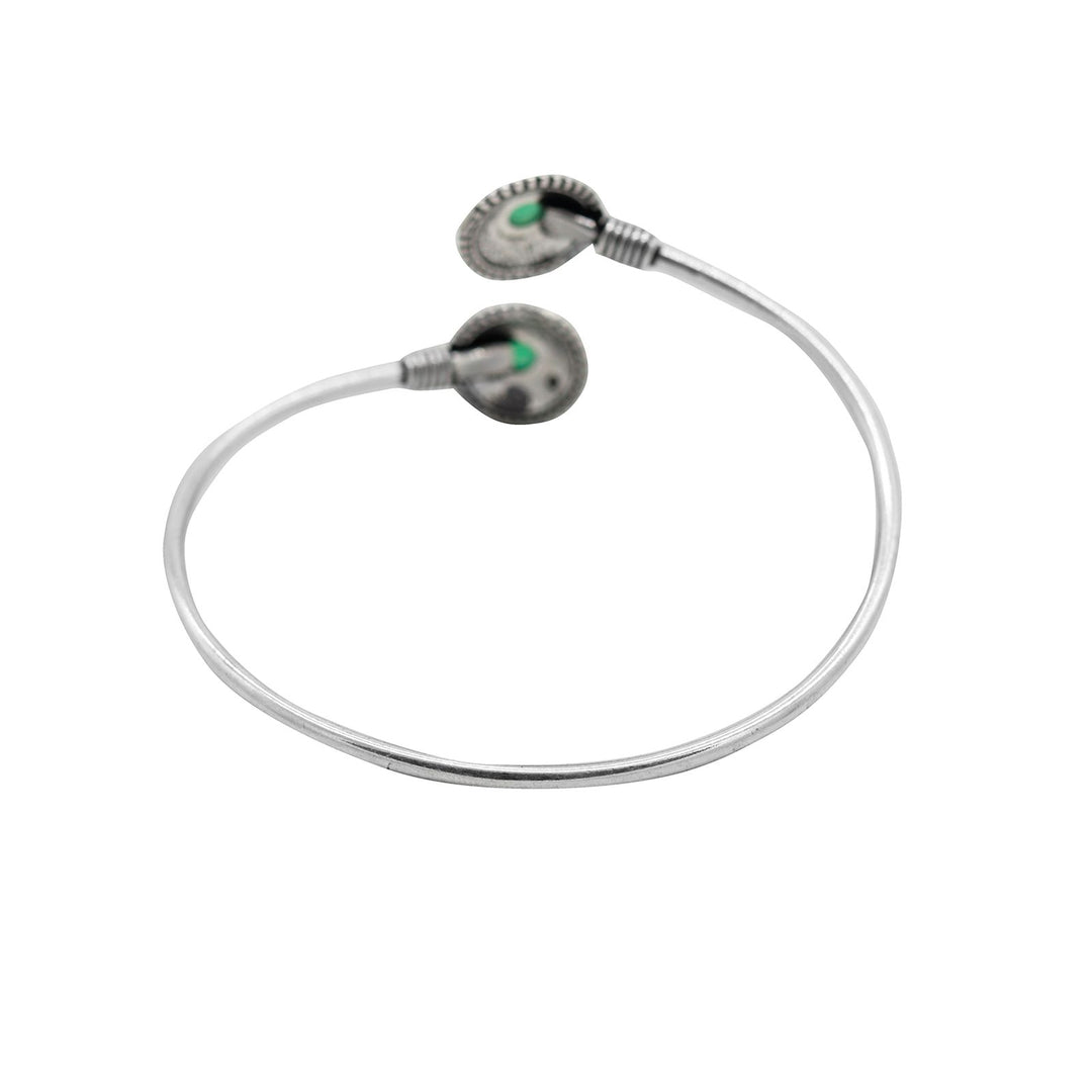 Aparna Green Circular Silver Oxidized Bracelet - Joker & Witch