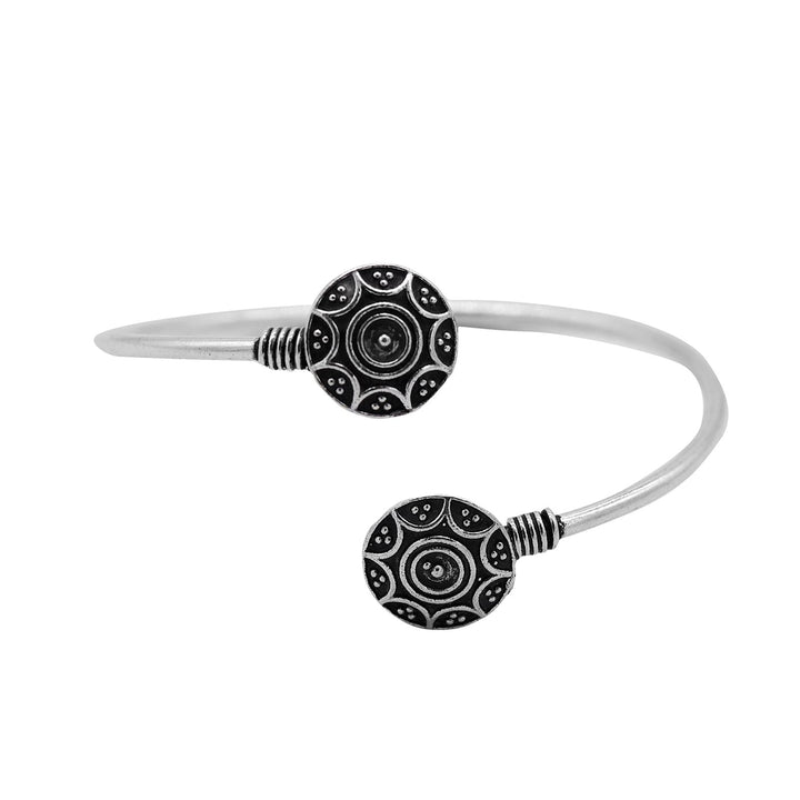 Rudra Circular Silver Oxidized Bracelet - Joker & Witch