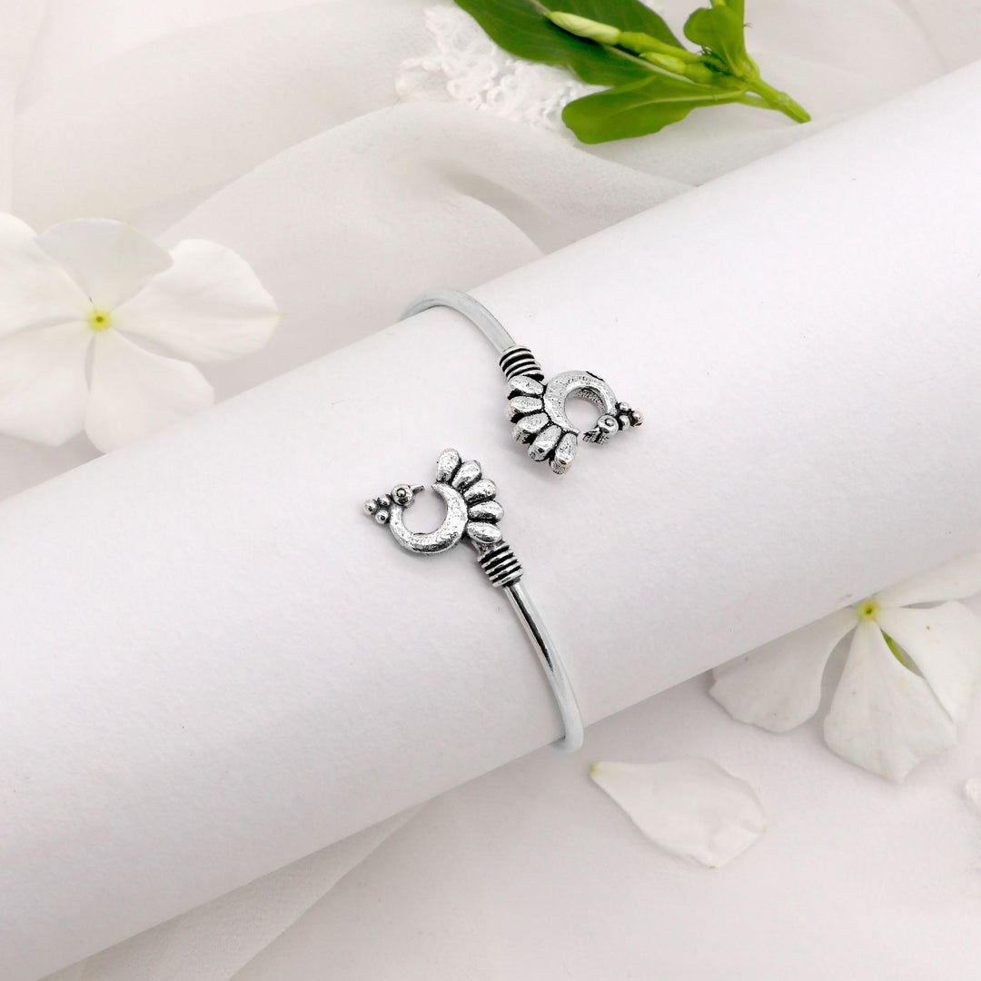 Shyla Peacock Silver Oxidized Bracelet - Joker & Witch