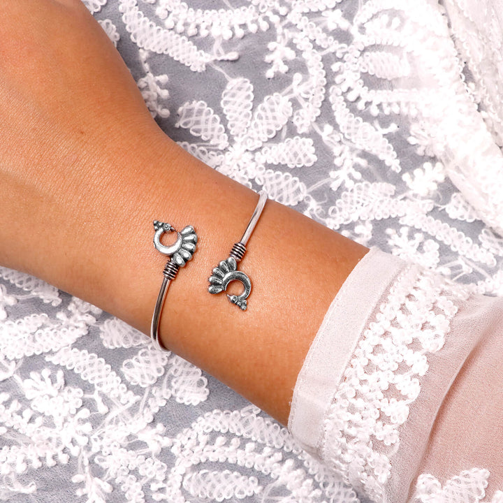 Shyla Peacock Silver Oxidized Bracelet - Joker & Witch