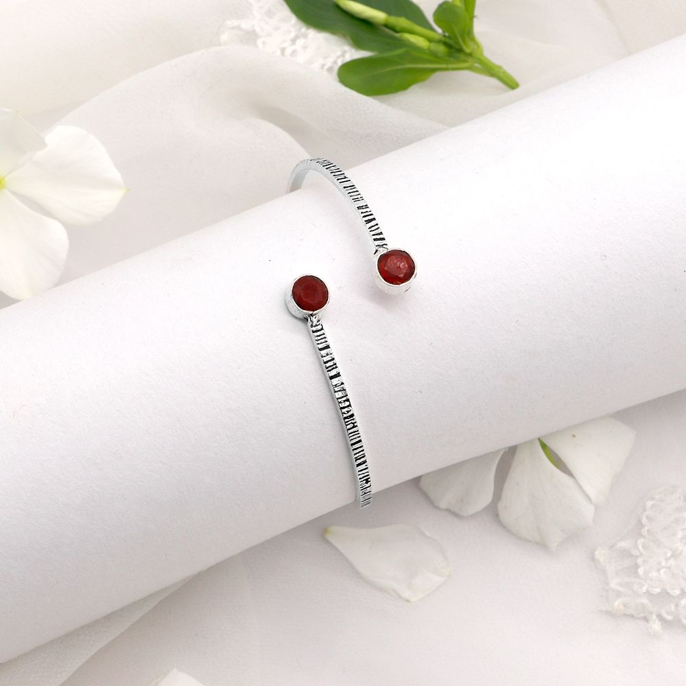 Bhamini Red Silver Oxidized Bracelet - Joker & Witch
