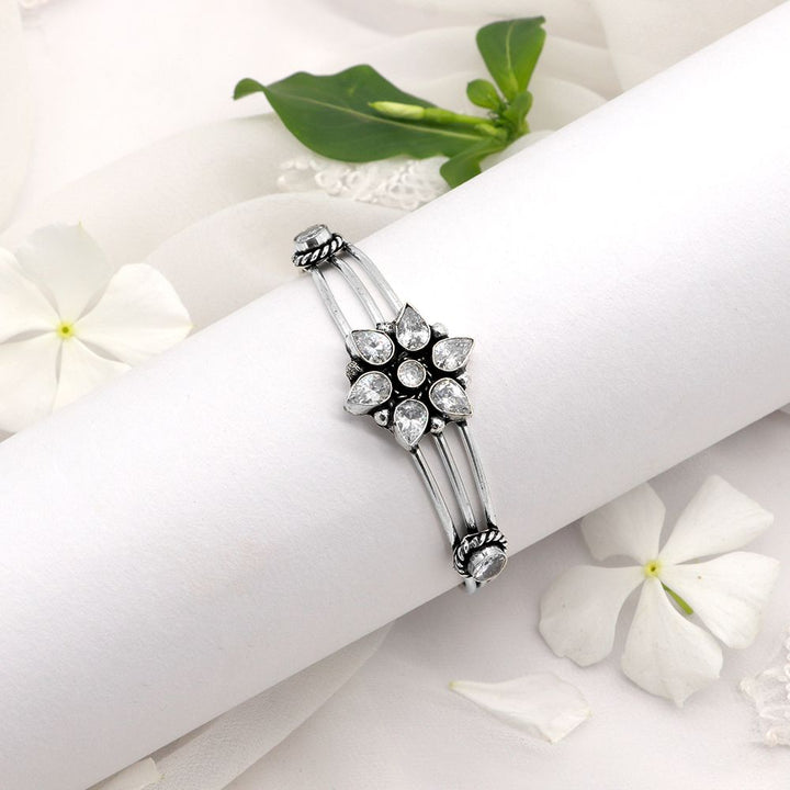 Dhatri White Silver Oxidized Bracelet - Joker & Witch