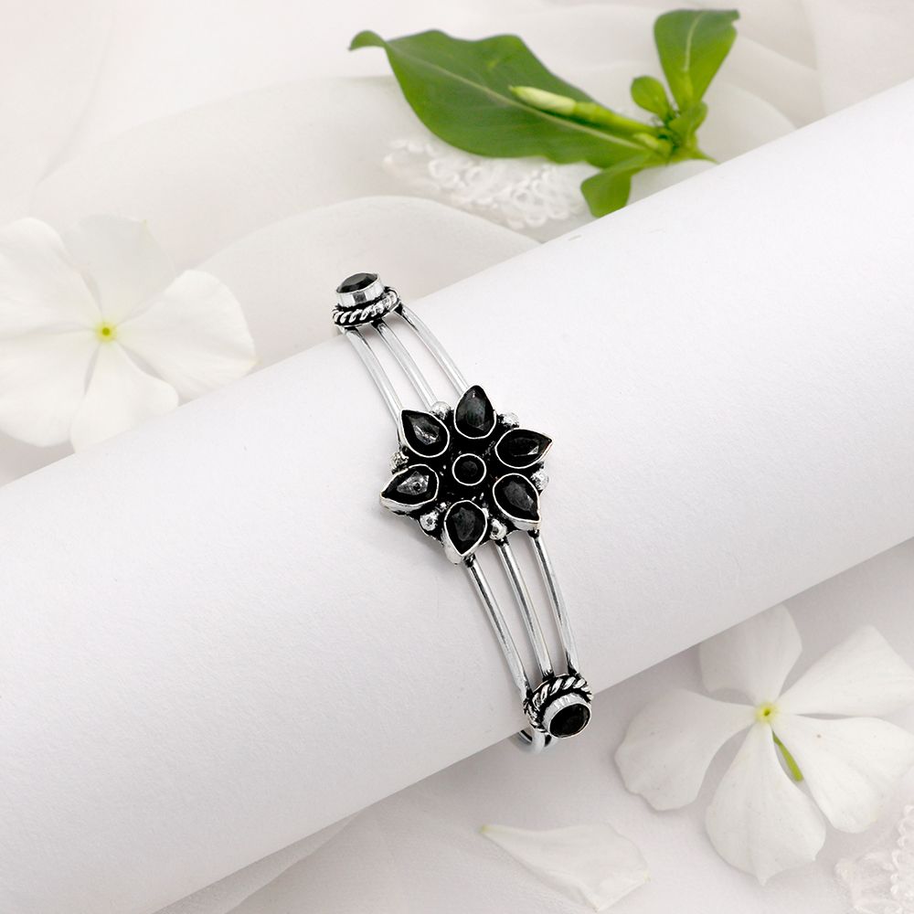 Dhatri Black Silver Oxidized Bracelet - Joker & Witch