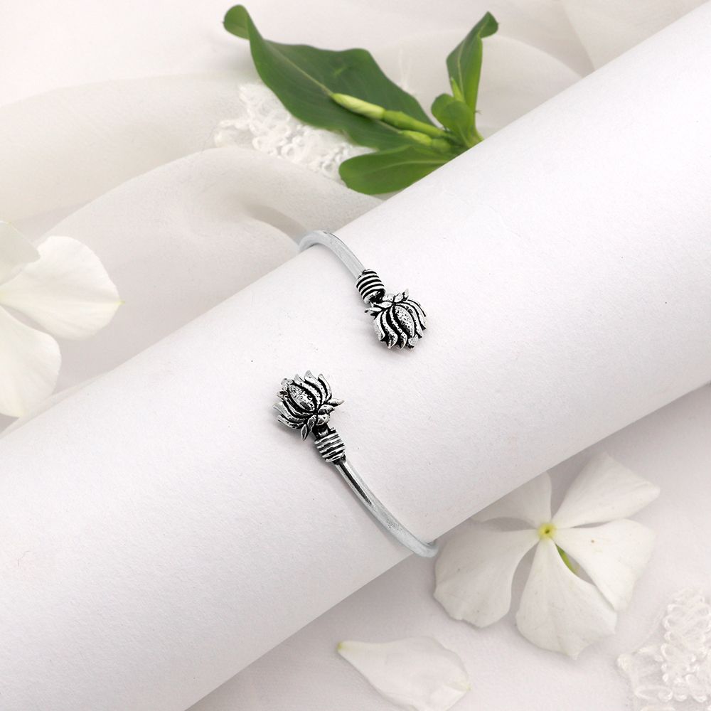 Kamal Silver Oxidized Bracelet Cuff - Joker & Witch