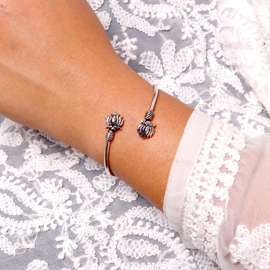 Kamal Silver Oxidized Bracelet Cuff - Joker & Witch