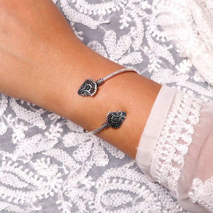 Mrag Silver Oxidized  Bracelet Cuff - Joker & Witch