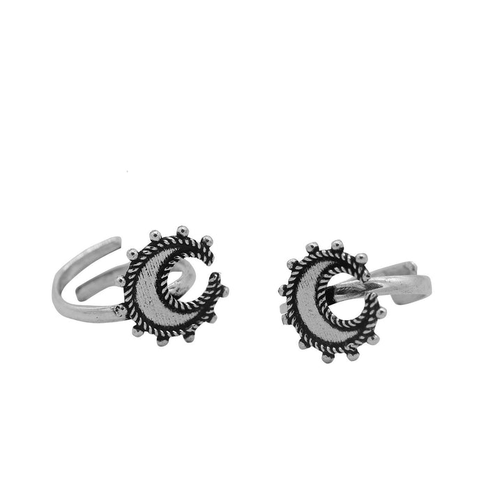 Kshtriya Moon Silver Oxidized  Toe rings - Teejh