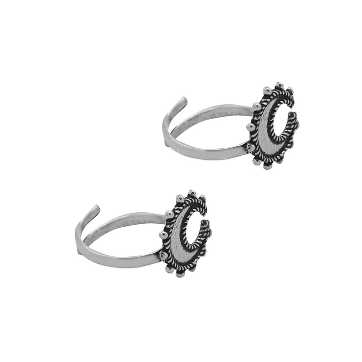 Kshtriya Moon Silver Oxidized  Toe rings - Teejh