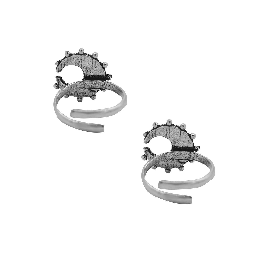 Kshtriya Moon Silver Oxidized  Toe rings - Teejh