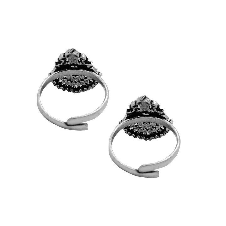Kshtriya Peacock Silver Oxidized  Toe rings - Teejh