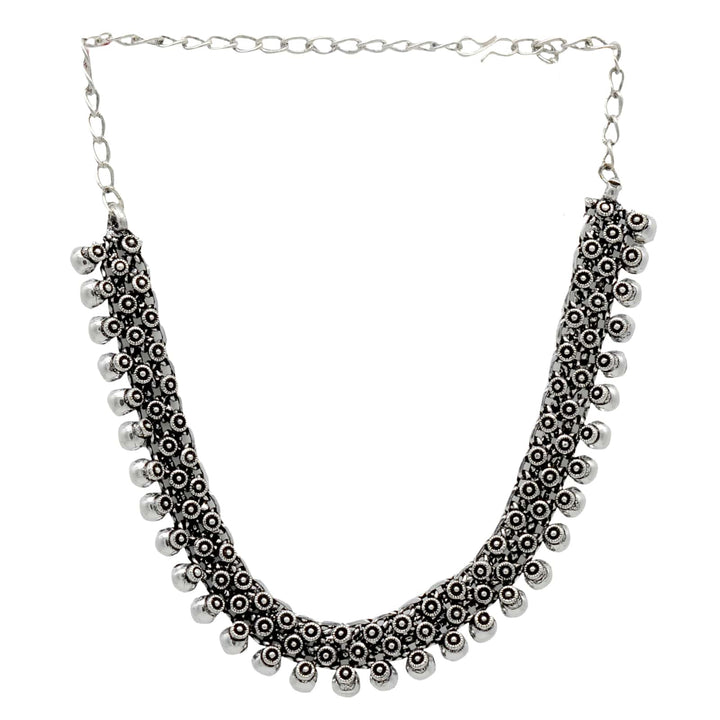 Aahan Silver Oxidized Necklace - Joker & Witch