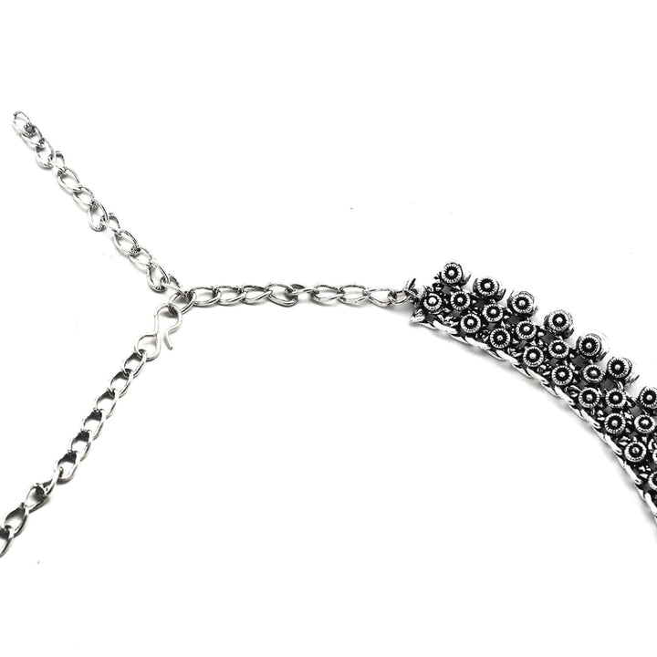 Aahan Silver Oxidized Necklace - Joker & Witch