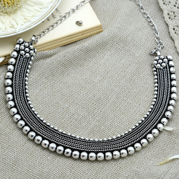 Mira Silver Oxidized Necklace - Joker & Witch
