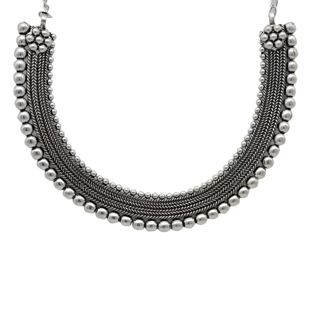 Mira Silver Oxidized Necklace - Joker & Witch