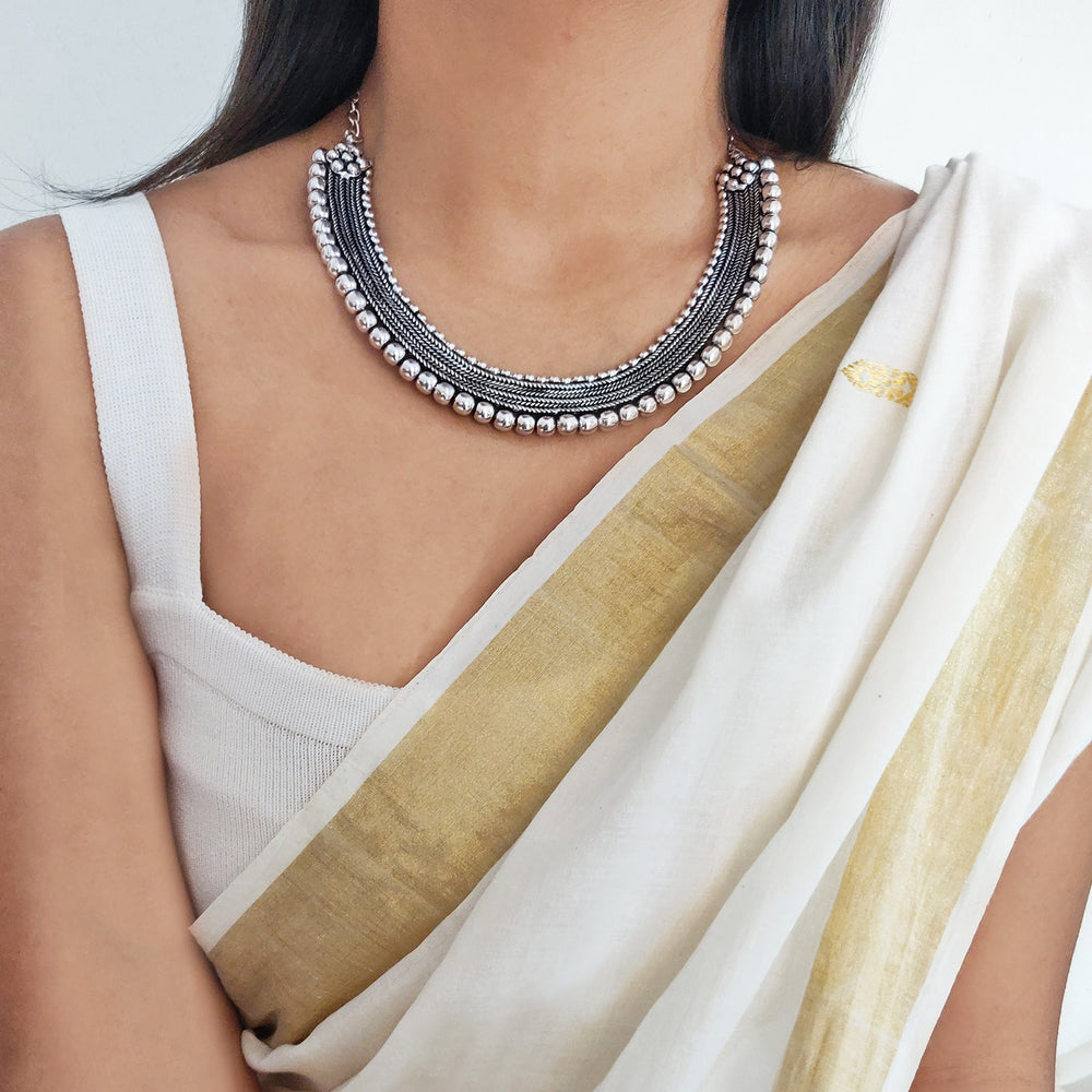 Mira Silver Oxidized Necklace - Joker & Witch