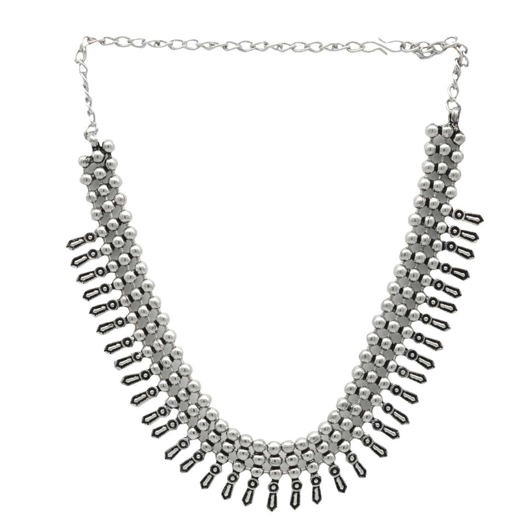 Mihika Silver Oxidized Necklace - Joker & Witch