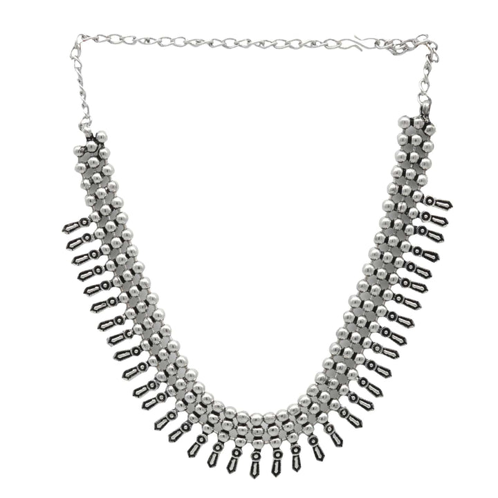 Mihika Silver Oxidized Necklace - Joker & Witch