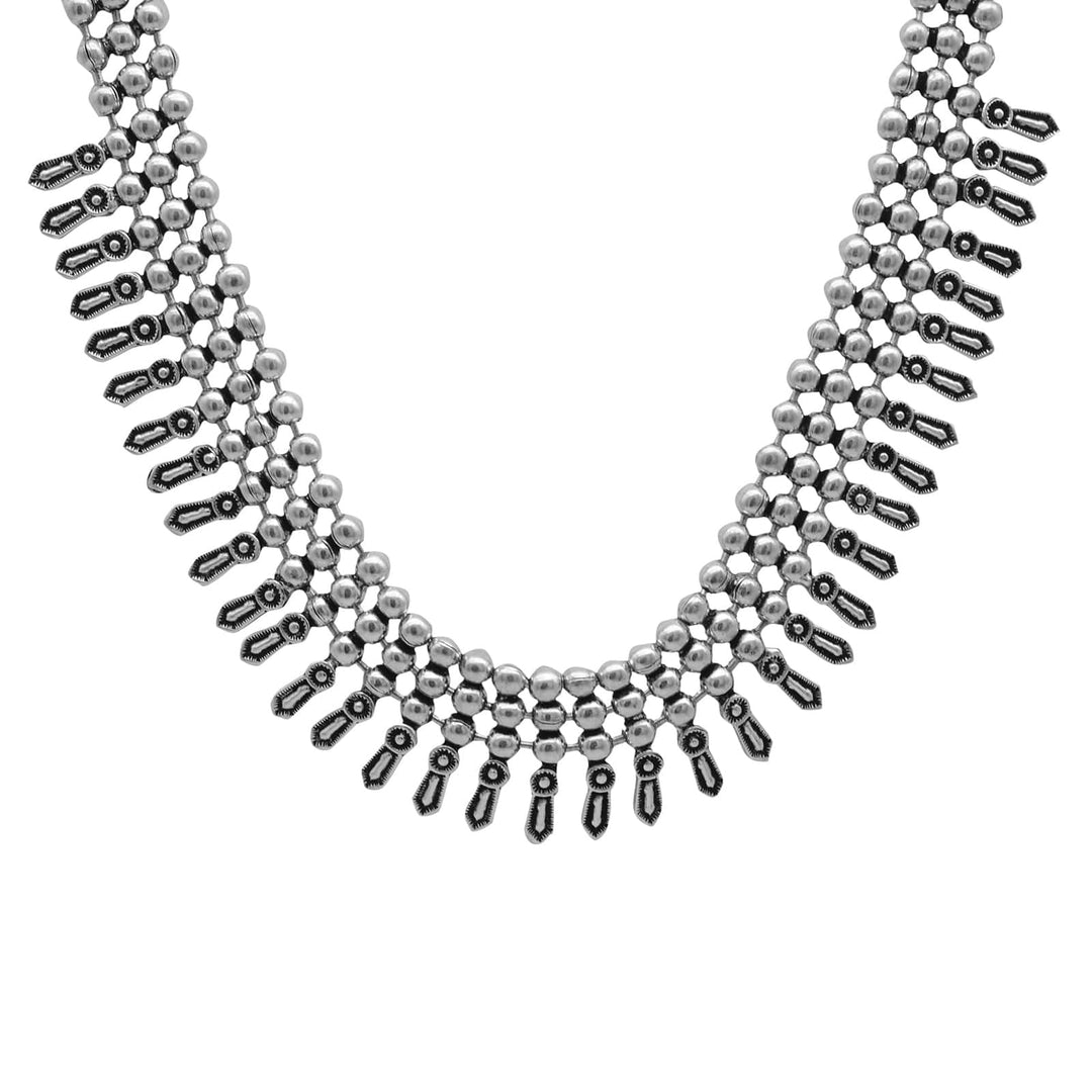 Mihika Silver Oxidized Necklace - Joker & Witch