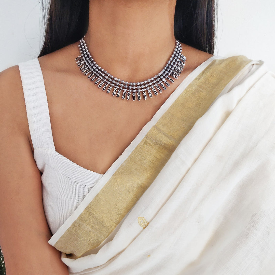 Mihika Silver Oxidized Necklace - Joker & Witch