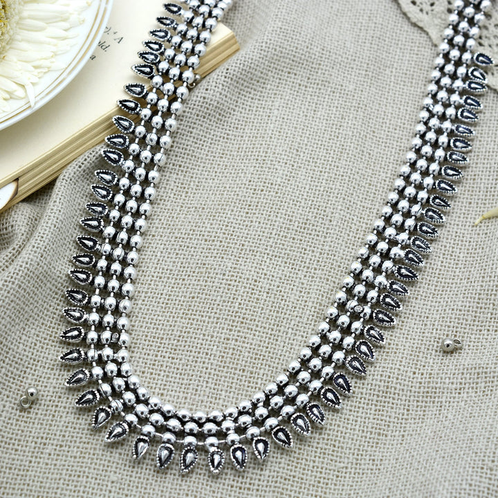 Yashika Silver Oxidized Long Necklace - Joker & Witch