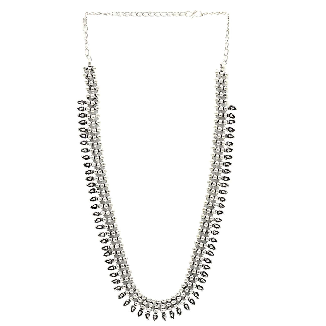 Yashika Silver Oxidized Long Necklace - Joker & Witch