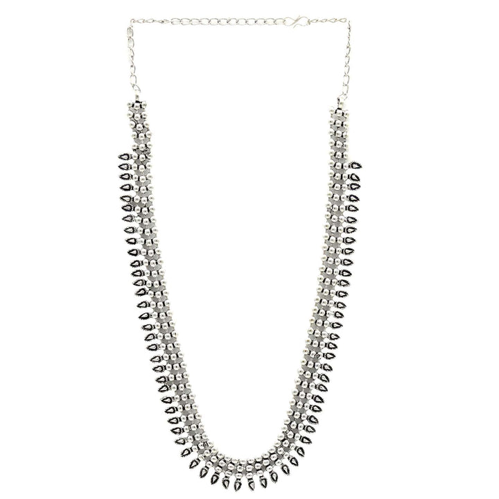 Yashika Silver Oxidized Long Necklace - Joker & Witch