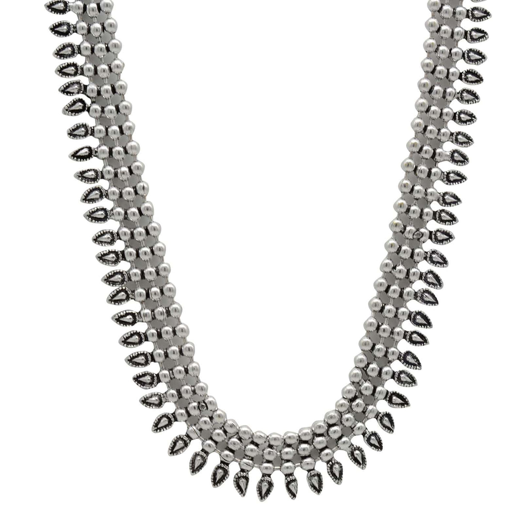 Yashika Silver Oxidized Long Necklace - Joker & Witch