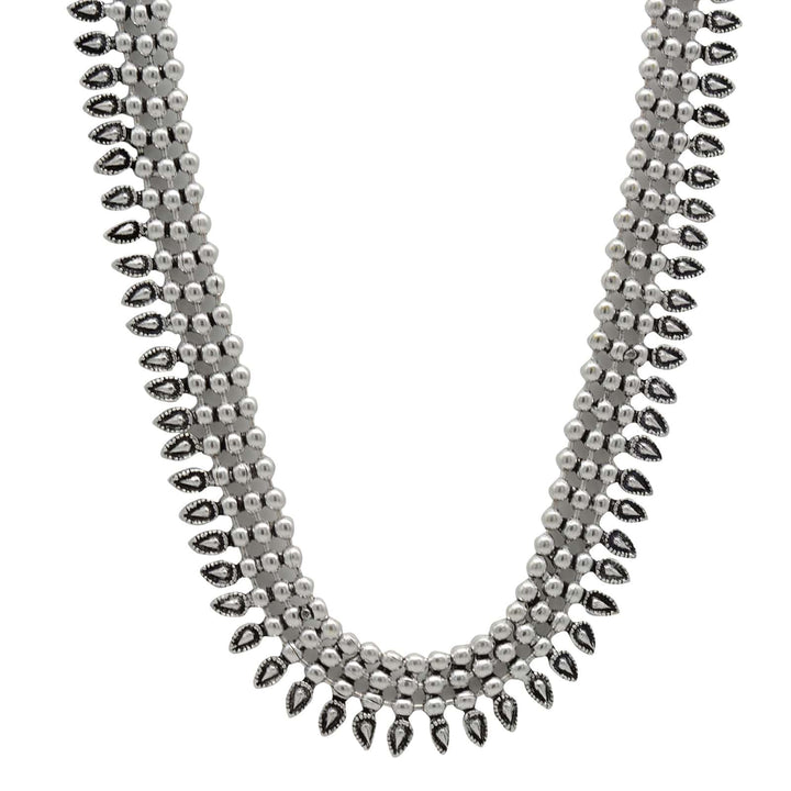 Yashika Silver Oxidized Long Necklace - Joker & Witch