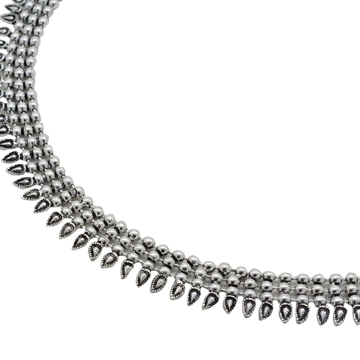 Yashika Silver Oxidized Long Necklace - Joker & Witch