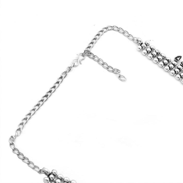 Yashika Silver Oxidized Long Necklace - Joker & Witch