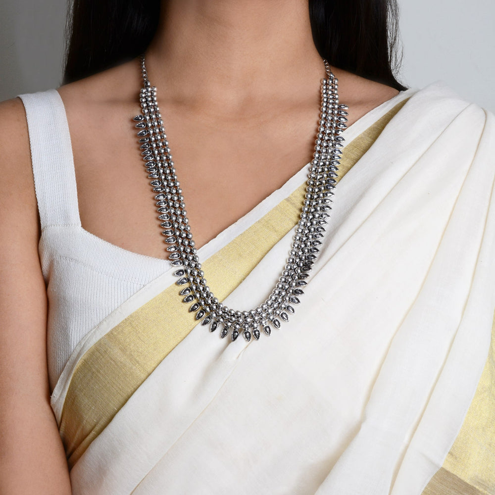 Yashika Silver Oxidized Long Necklace - Joker & Witch