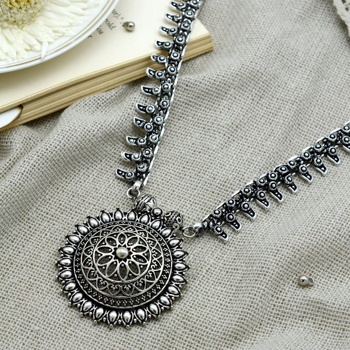 Kalpi Silver Oxidized Necklace - Joker & Witch