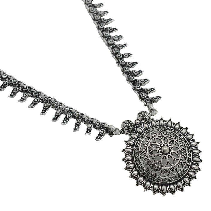 Kalpi Silver Oxidized Necklace - Joker & Witch