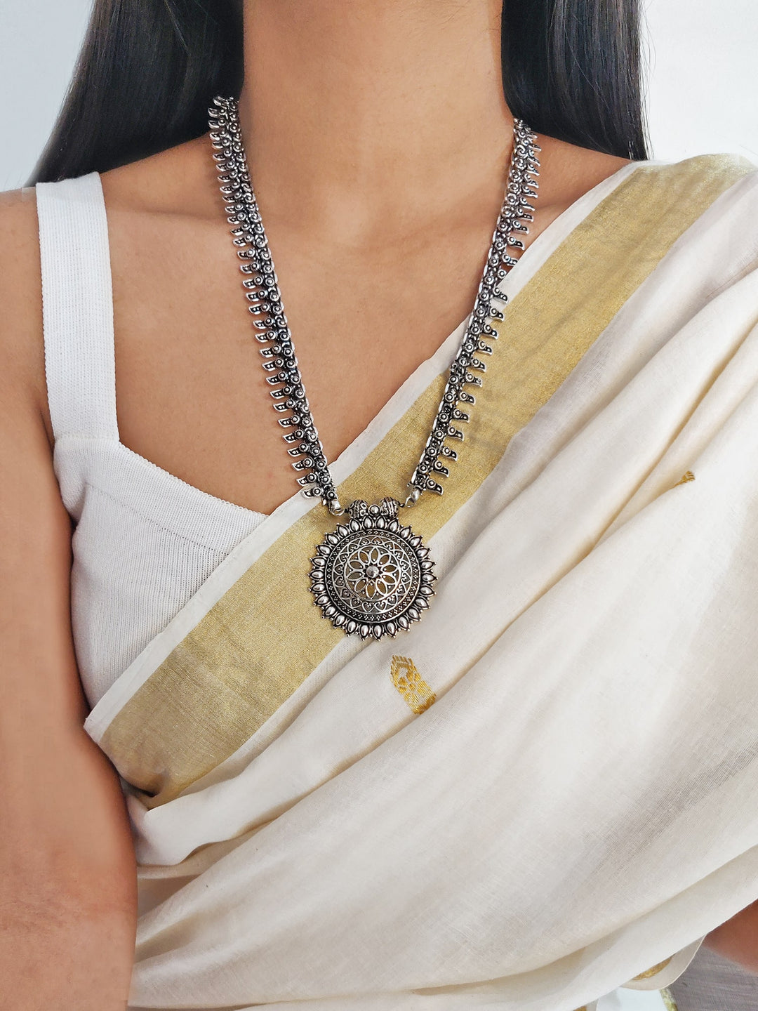 Kalpi Silver Oxidized Necklace - Joker & Witch