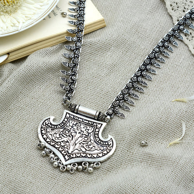 Mayra Silver Oxidized Necklace - Joker & Witch