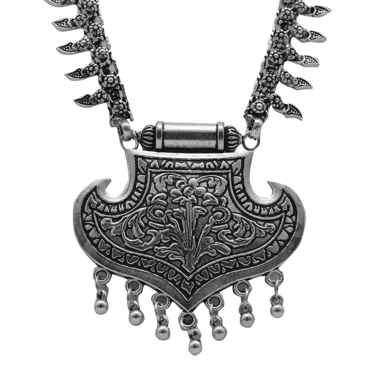 Mayra Silver Oxidized Necklace - Joker & Witch