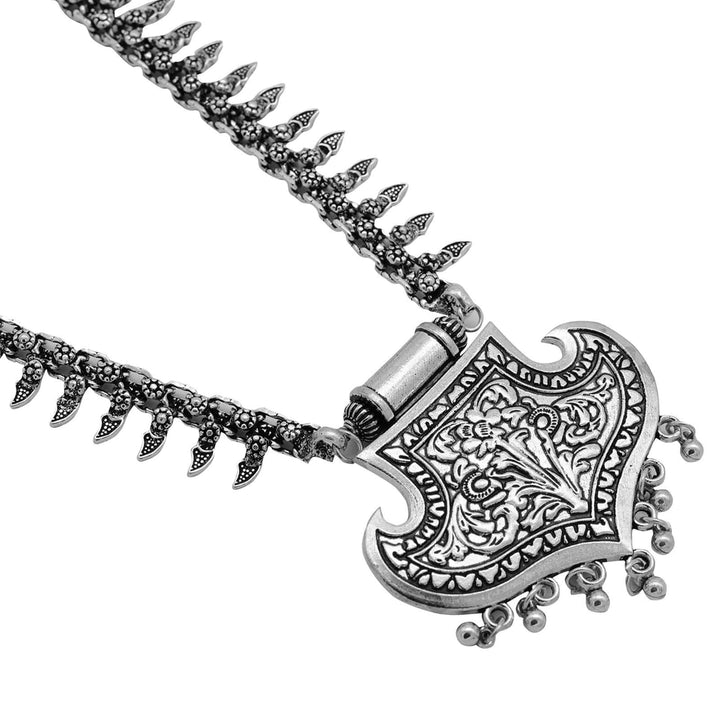 Mayra Silver Oxidized Necklace - Joker & Witch