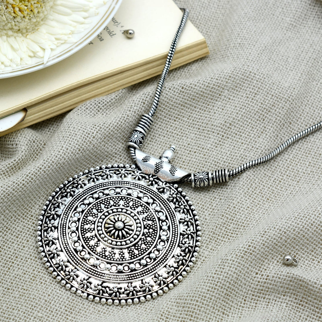 Ishya Silver Oxidized Necklace - Joker & Witch